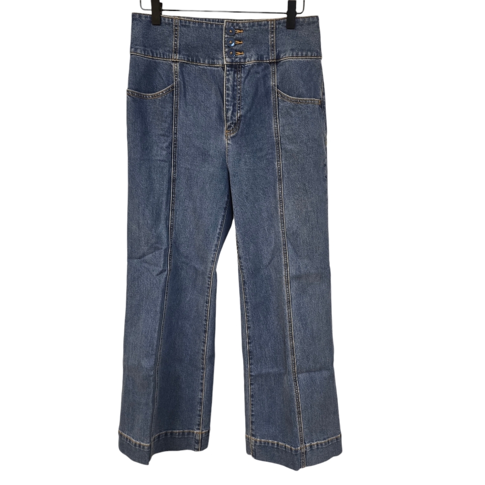 Kate Spade High Waisted Cropped Flare Denim Jeans Stretch‎ Sz 28